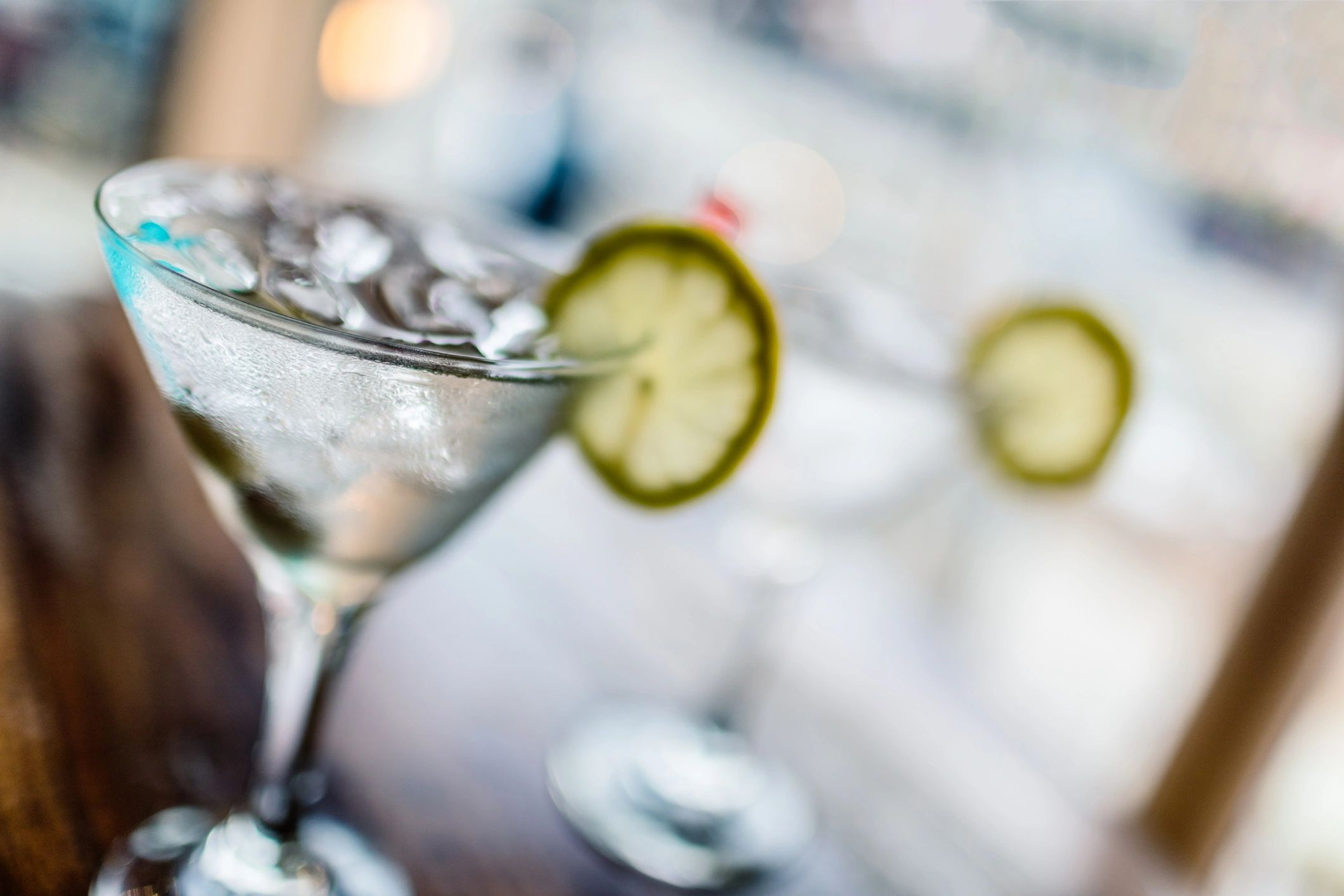 Two classic martinis with ice