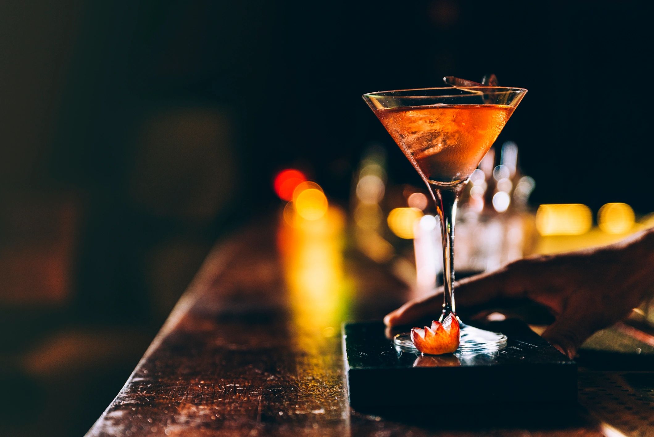 Cocktail drink in a night club setting